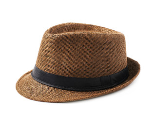 Brown fedora hat isolated