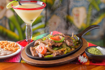 Traditional Mexican food carne asada fajitas