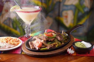 Traditional Mexican food carne asada fajitas - obrazy, fototapety, plakaty