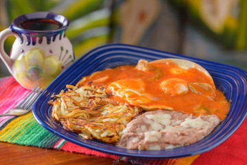 Traditional Mexican food huevos rancheros