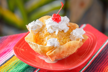 Traditional Mexican food dessert fried ice cream
