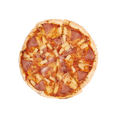 Hawaiian pizza composition isolated
