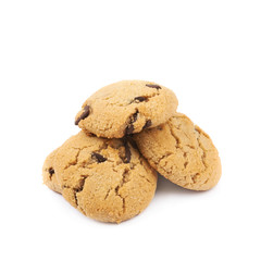 Chocolate chip cookie isolated