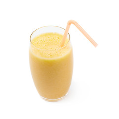 Glass filled with smoothie isolated