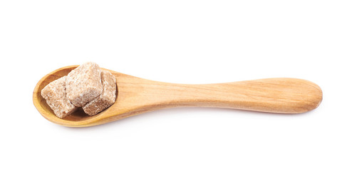 Sugar cubes in spoon isolated