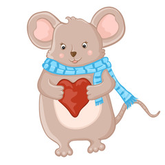 Cute mouse with heart.