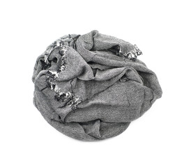 Pile of gray cloth material isolated
