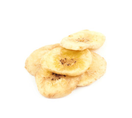 Baked banana chip slice isolated