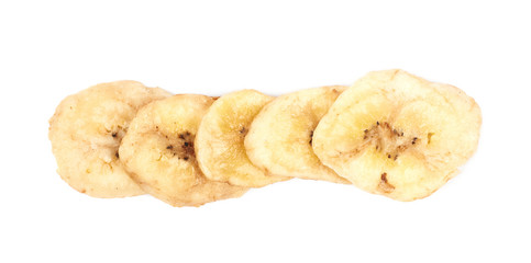 Baked banana chip slice isolated