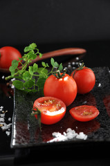 Red Tomato and Sea Salt on Tray