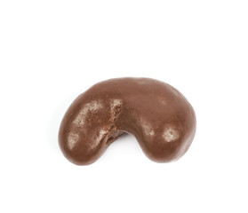 Chocolate coated cashew nut isolated