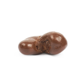 Chocolate coated cashew nut isolated