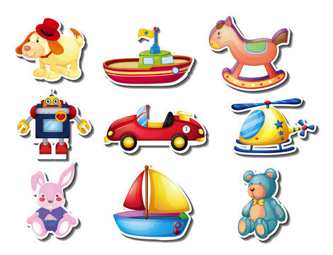 Sticker set of many cute toys