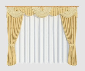 3d Illustration Curtains Isolated On White Background