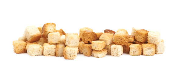 Pile of garlic croutons isolated