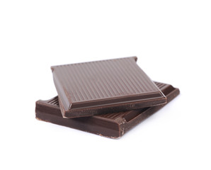 Two pieces of chocolate bars isolated