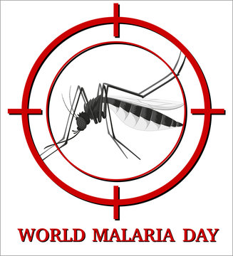 World malaria day sign with mosquito in focus
