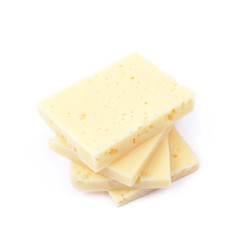 Pile of cheese slices isolated