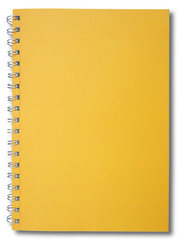 Yellow notebook with shadow isolated on white background