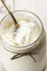 Sour cream in jar