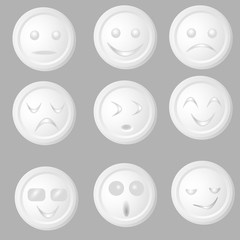 Vector illustration of white button emotion
Drawing set of nine white button emotion on a gray background for decoration and design
