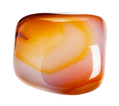 Carnelian semiprecious stone isolated on white with clipping path