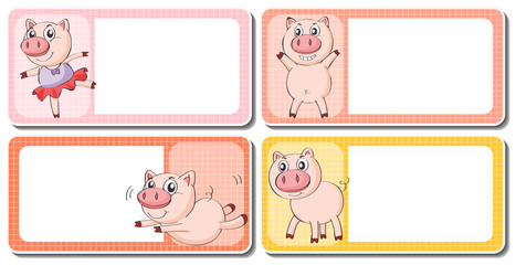 Label design with little pig