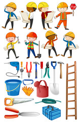 Engineers and construction tools set