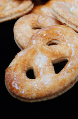 Cookie pretzel on a black background