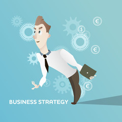 Cartoon young business man office character vector illustration.
