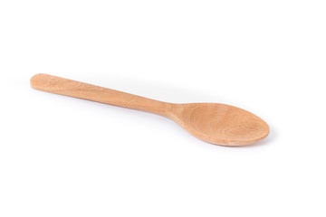 Wooden spoon on white background
