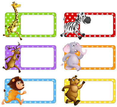 Wild animals on square tags