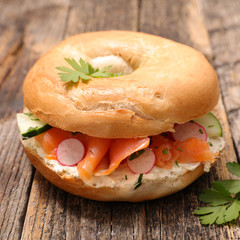 sandwich with salmon and vegetable