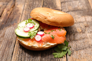 sandwich with salmon and vegetable
