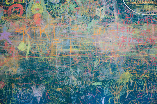 Fototapeta View of colorful chalkboard