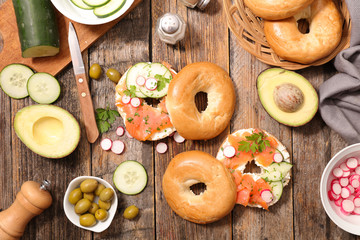 sandwich with salmon and vegetable
