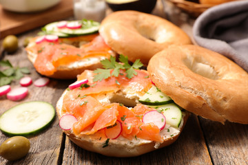 sandwich with salmon and vegetable