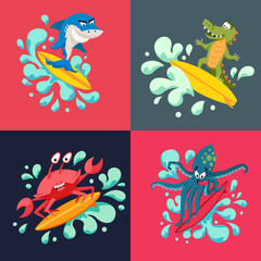 Surfer cool animals