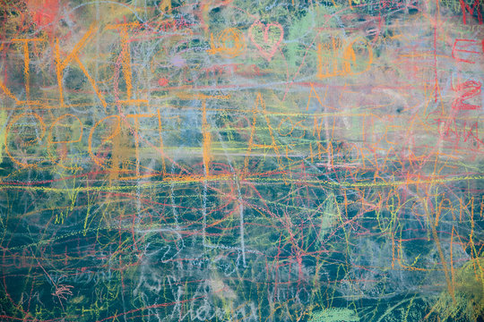 Fototapeta View of colorful chalkboard