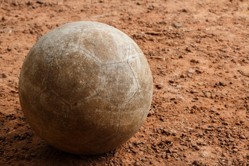  old soccer ball with close up 
