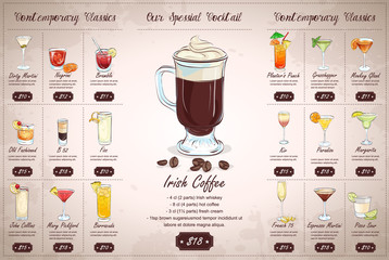 Back Drawing horisontal cocktail menu design - 115981197