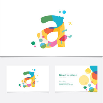 Creative Letter A design vector template on The Business Card Template. Abstract Colorful Alphabet .Friendly funny ABC Typeface. Type Characters Logotype symbols. Abstract Colorful Alphabet
