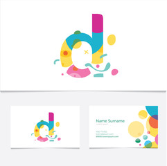 Creative Letter D design vector template on The Business Card Template. Abstract Colorful Alphabet .Friendly funny ABC Typeface. 