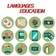 Languages education flat icon set