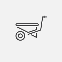 Wheelbarrow line icon, outline vector logo illustration, linear pictogram isolated on white
