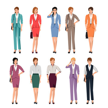 Young women in suits for office.
