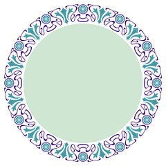 Round elegant frame. Design element for advertisements, logo, banners, labels, prints, posters, web, presentation, invitations, weddings, greeting cards, albums. Vector clip art.
