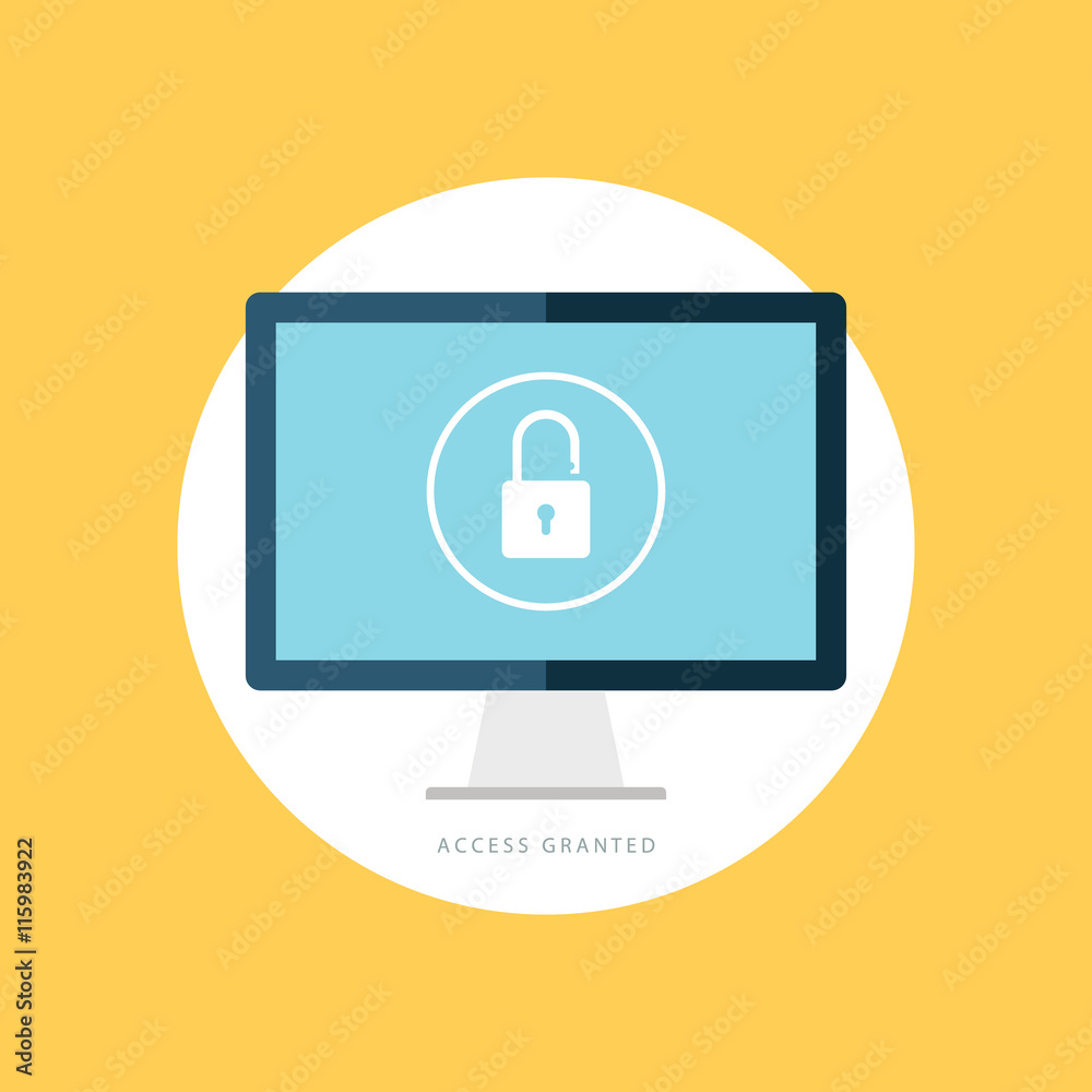 Poster access granted icon. data protection sign. internet security symbol. flat vector illustration.