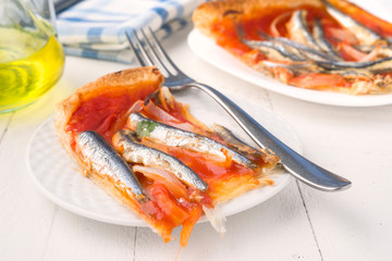shot of sardines baked puff pastry