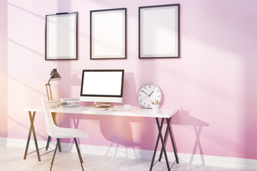 Comfortable modern study with posters